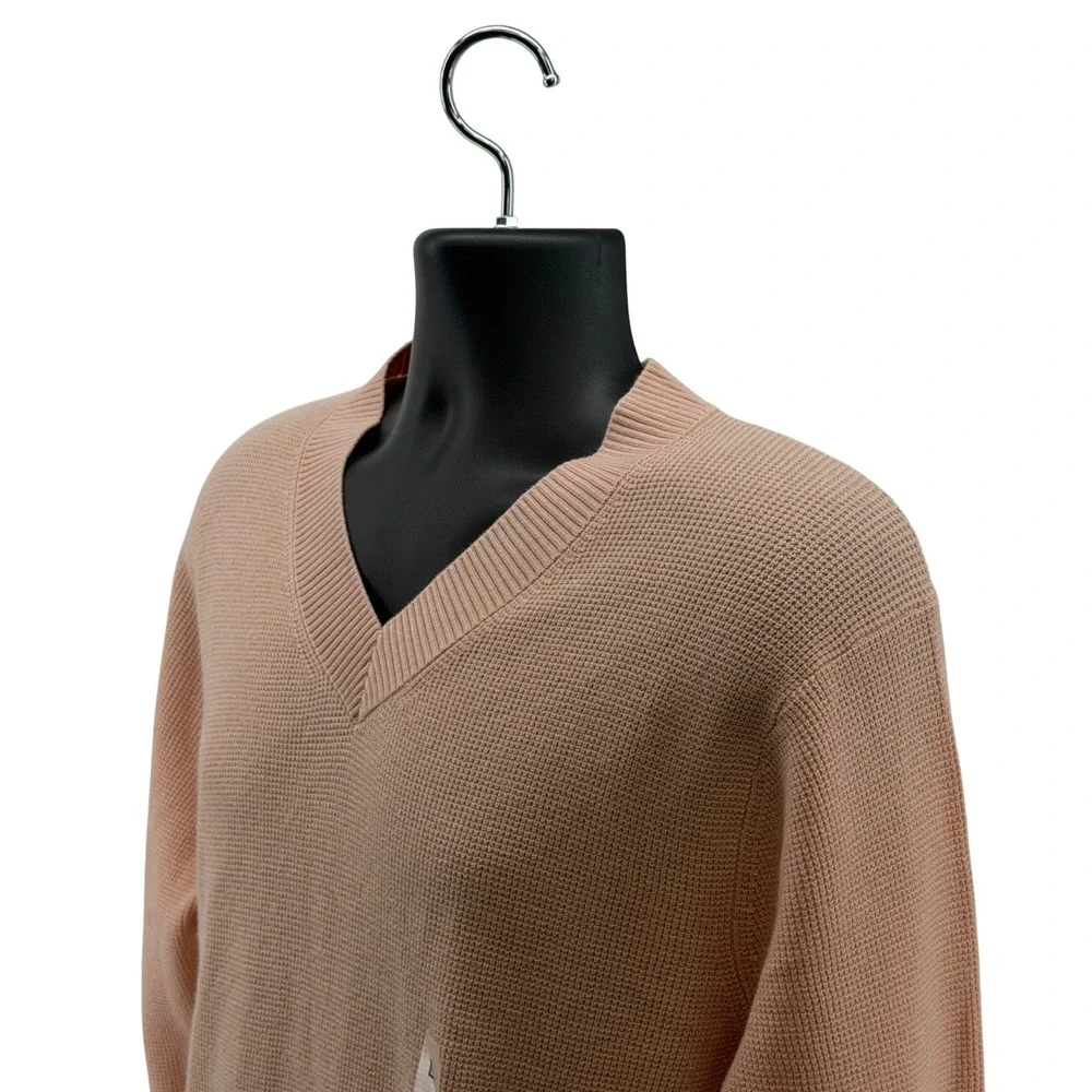 NWOT Uniqlo Sweater Mens L V-Neck Waffle Knit Long Sleeve Pullover Casual